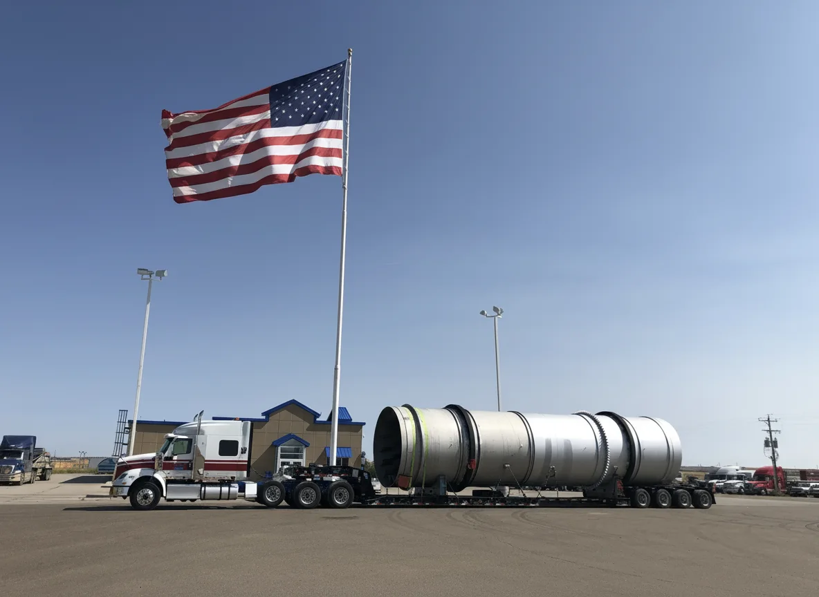 Heavy haul trailer and load on highway